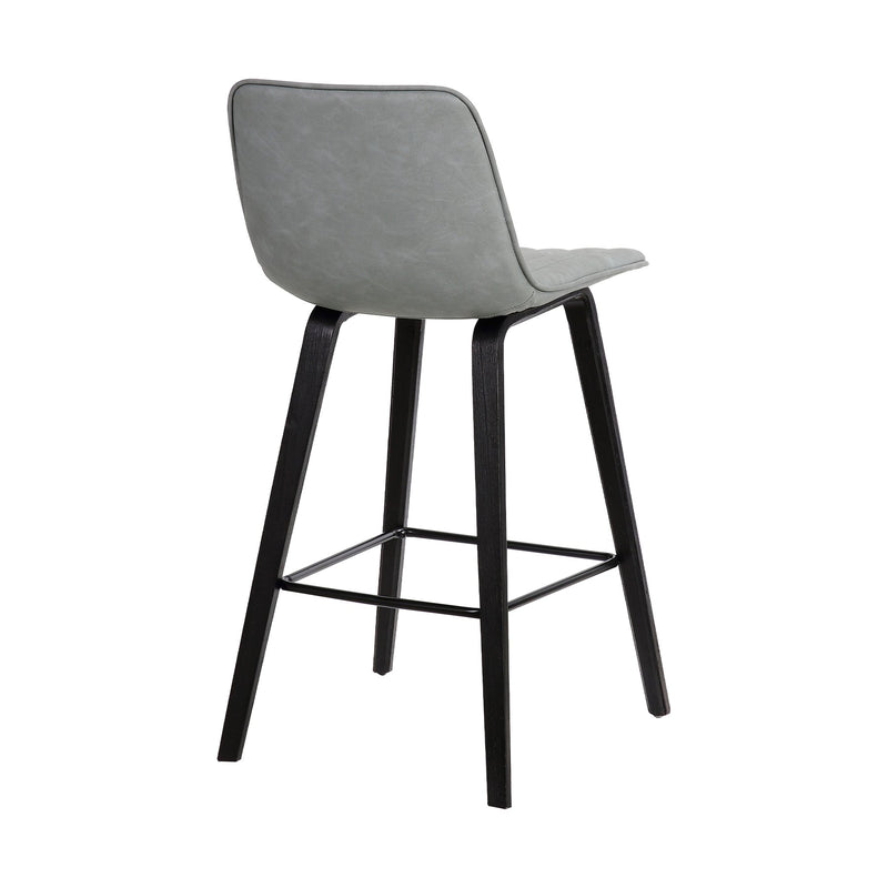 Lorenz 26" Gray Faux Leather Barstool In Black Brushed Wood Finish - Furniture City (CA)l
