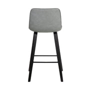 Lorenz 26" Gray Faux Leather Barstool In Black Brushed Wood Finish - Furniture City (CA)l