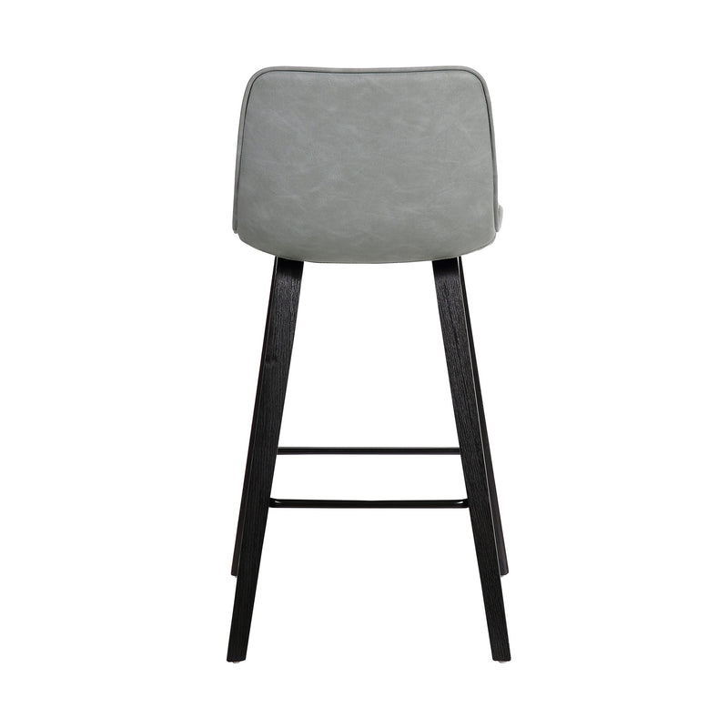 Lorenz 26" Gray Faux Leather Barstool In Black Brushed Wood Finish - Furniture City (CA)l