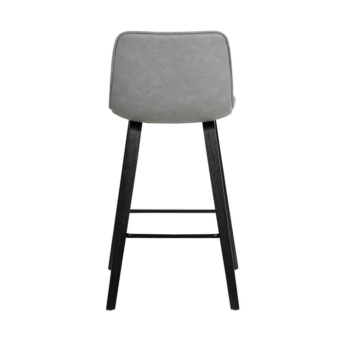 Lorenz 26" Gray Faux Leather Barstool In Black Brushed Wood Finish