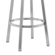 Lorin 26" Gray Faux Leather and Brushed Stainless Steel Swivel Bar Stool - Furniture City (CA)l