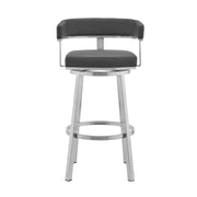 Lorin 30" Gray Faux Leather and Brushed Stainless Steel Swivel Bar Stool - Furniture City (CA)l