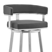 Lorin 30" Gray Faux Leather and Brushed Stainless Steel Swivel Bar Stool - Furniture City (CA)l
