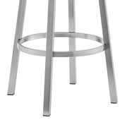 Lorin 26" White Faux Leather and Brushed Stainless Steel Swivel Bar Stool - Furniture City (CA)l