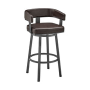 Lorin 26" Counter Height Swivel Bar Stool in Java Finish and Chocolate Faux Leather - Furniture City (CA)l