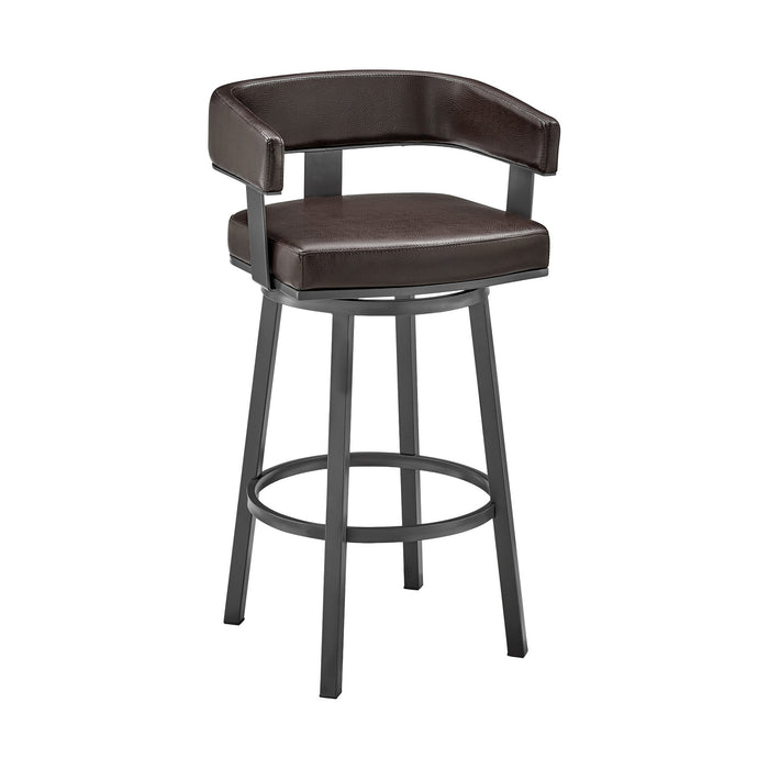 Lorin 26" Counter Height Swivel Bar Stool in Java Finish and Chocolate Faux Leather