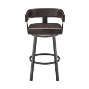 Lorin 26" Counter Height Swivel Bar Stool in Java Finish and Chocolate Faux Leather - Furniture City (CA)l