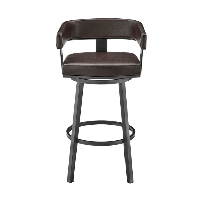 Lorin 26" Counter Height Swivel Bar Stool in Java Finish and Chocolate Faux Leather