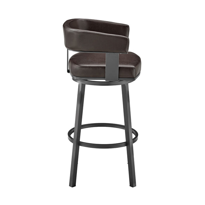 Lorin 26" Counter Height Swivel Bar Stool in Java Finish and Chocolate Faux Leather