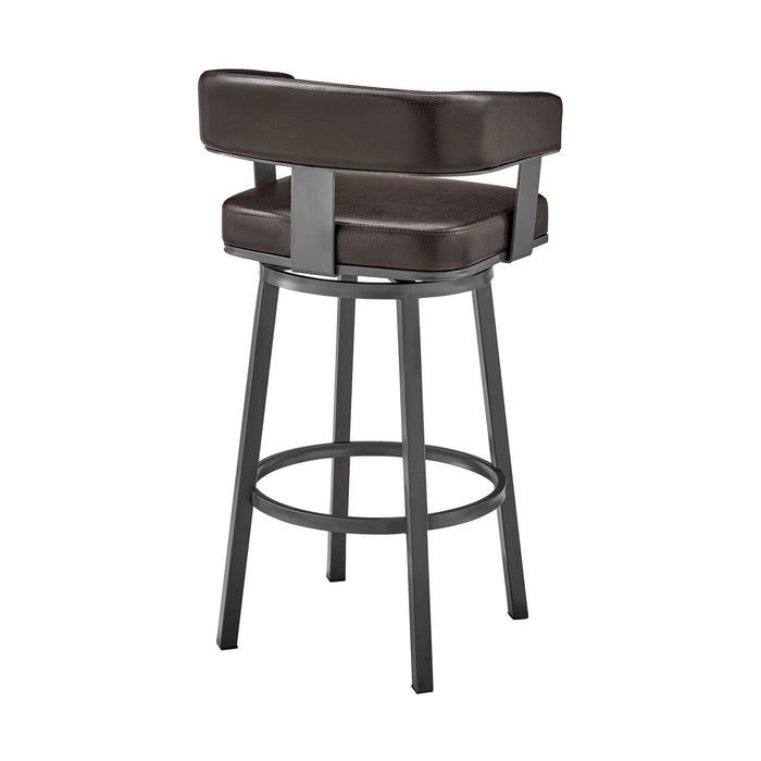 Lorin 26" Counter Height Swivel Bar Stool in Java Finish and Chocolate Faux Leather