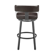 Lorin 26" Counter Height Swivel Bar Stool in Java Finish and Chocolate Faux Leather - Furniture City (CA)l