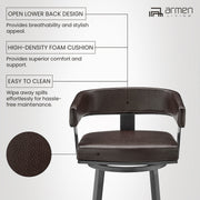 Lorin 30" Bar Height Swivel Bar Stool in Java Finish and Chocolate Faux Leather - Furniture City (CA)l