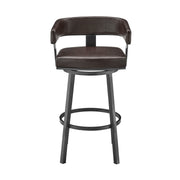 Lorin 30" Bar Height Swivel Bar Stool in Java Finish and Chocolate Faux Leather - Furniture City (CA)l