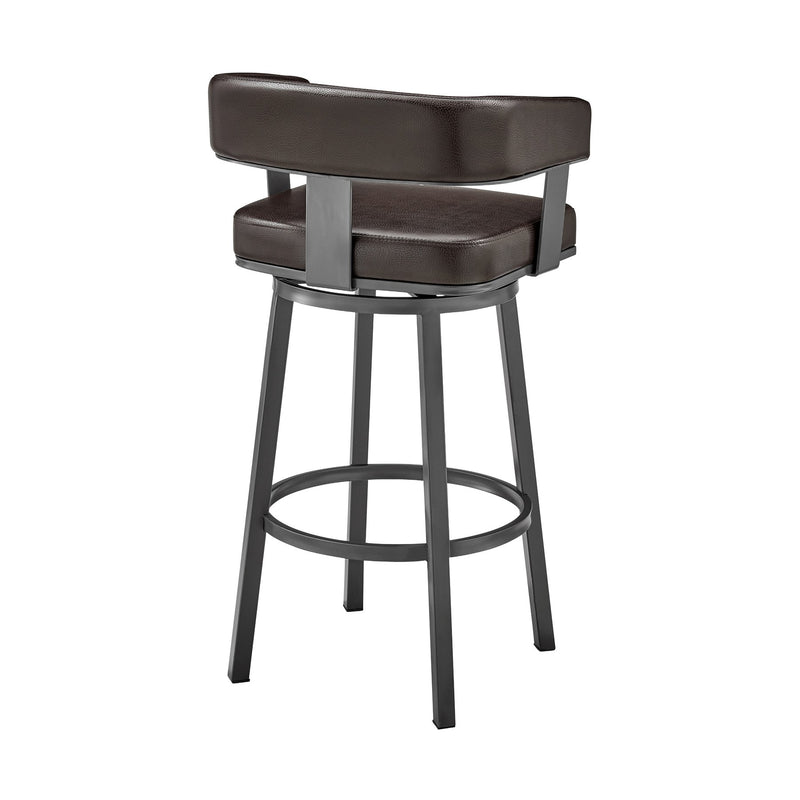 Lorin 30" Bar Height Swivel Bar Stool in Java Finish and Chocolate Faux Leather - Furniture City (CA)l