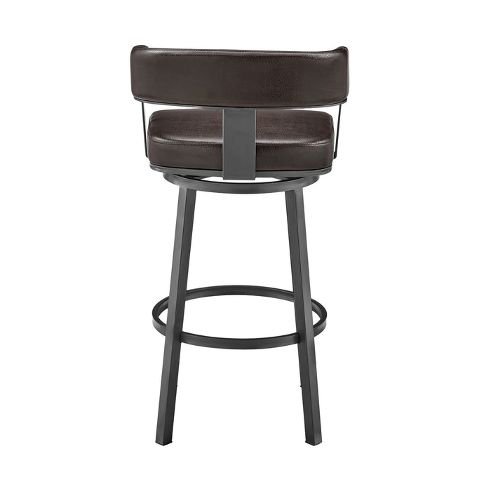 Lorin 30" Bar Height Swivel Bar Stool in Java Finish and Chocolate Faux Leather