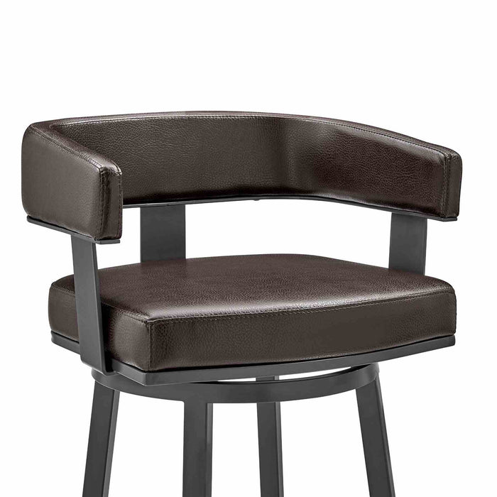 Lorin 30" Bar Height Swivel Bar Stool in Java Finish and Chocolate Faux Leather