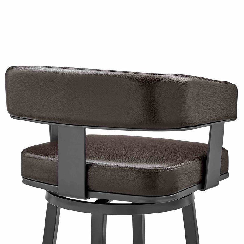 Lorin 30" Bar Height Swivel Bar Stool in Java Finish and Chocolate Faux Leather - Furniture City (CA)l