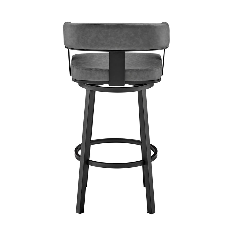 Lorin 26" Counter Height Swivel Bar Stool in Black Finish and Gray Faux Leather - Furniture City (CA)l