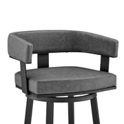 Lorin 30" Bar Height Swivel Bar Stool in Black Finish and Gray Faux Leather - Furniture City (CA)l