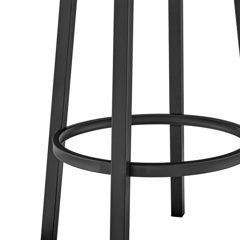 Lorin 30" Bar Height Swivel Bar Stool in Black Finish and Gray Faux Leather - Furniture City (CA)l