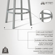Lorin 26" Counter Height Swivel Bar Stool in Silver Finish with White Faux Leather - Furniture City (CA)l