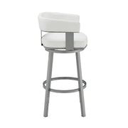 Lorin 26" Counter Height Swivel Bar Stool in Silver Finish with White Faux Leather - Furniture City (CA)l