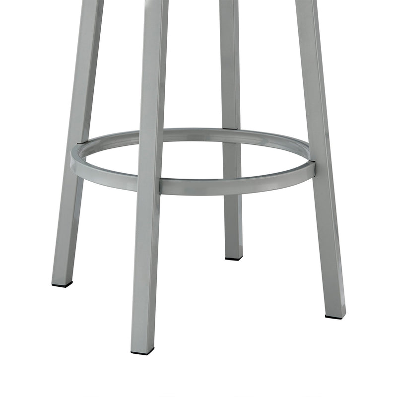 Lorin 26" Counter Height Swivel Bar Stool in Silver Finish with White Faux Leather - Furniture City (CA)l