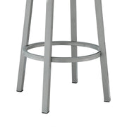 Lorin 30" Bar Height Swivel Bar Stool in Silver Finish with White Faux Leather - Furniture City (CA)l