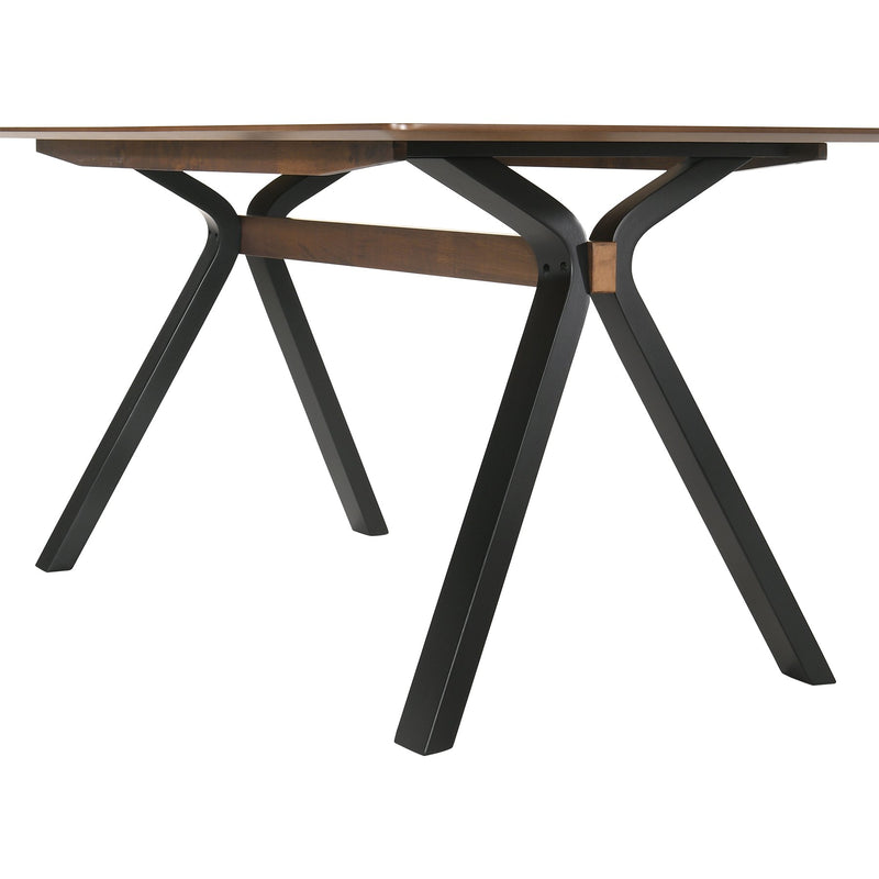 Laredo 63" Mid-Century Modern Walnut Wood Dining Table with Black Legs - Furniture City (CA)l