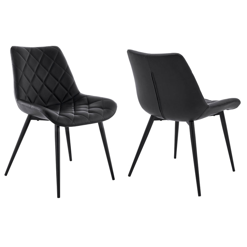 Loralie Black Faux Leather and Black Metal Dining Chairs - Set of 2 - Furniture City (CA)l