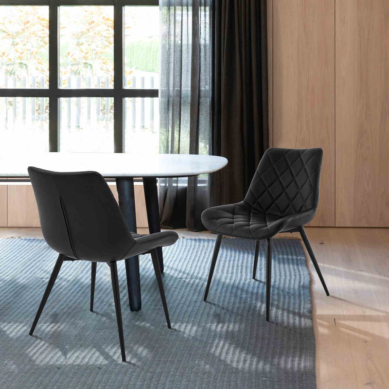 Loralie Black Faux Leather and Black Metal Dining Chairs - Set of 2 - Furniture City (CA)l