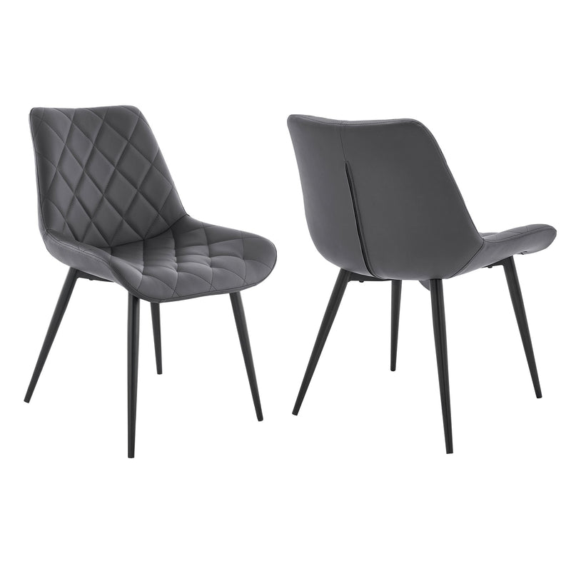 Loralie Gray Faux Leather and Black Metal Dining Chairs - Set of 2 - Furniture City (CA)l