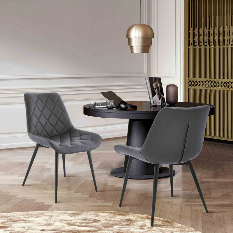 Loralie Gray Faux Leather and Black Metal Dining Chairs - Set of 2 - Furniture City (CA)l