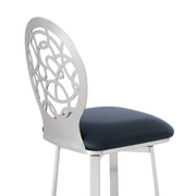 Lotus Contemporary 26" Counter Height Barstool in Brushed Stainless Steel Finish and Gray Faux Leather - Furniture City (CA)l