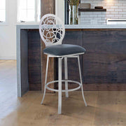 Lotus Contemporary 26" Counter Height Barstool in Brushed Stainless Steel Finish and Gray Faux Leather - Furniture City (CA)l