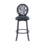 Lotus Contemporary 30" Bar Height Barstool in Matte Black Finish and Gray Faux Leather - Furniture City (CA)l