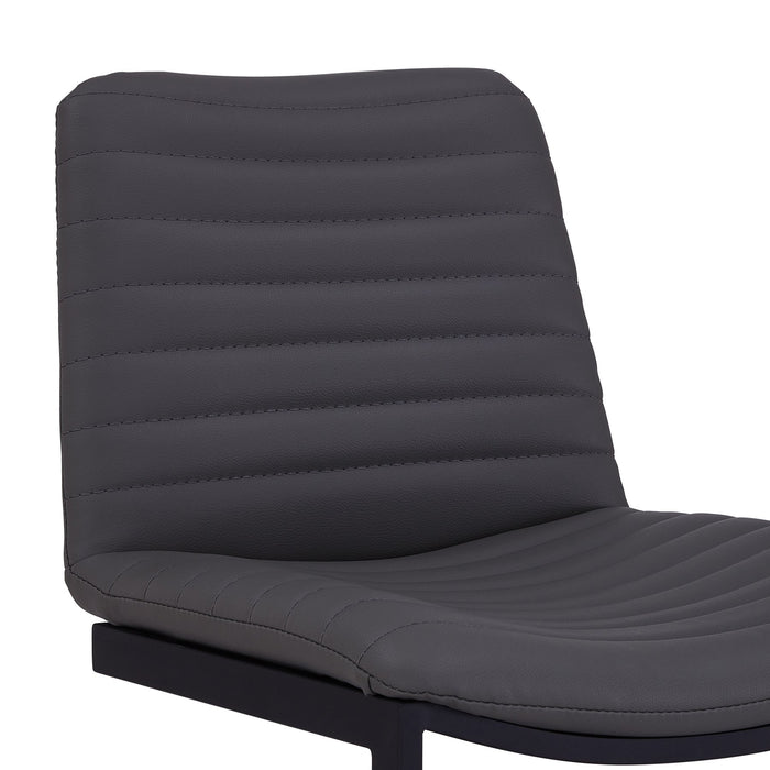 Lucas Contemporary 30" Bar Height Barstool in Black Powder Coated Finish and Gray Faux Leather