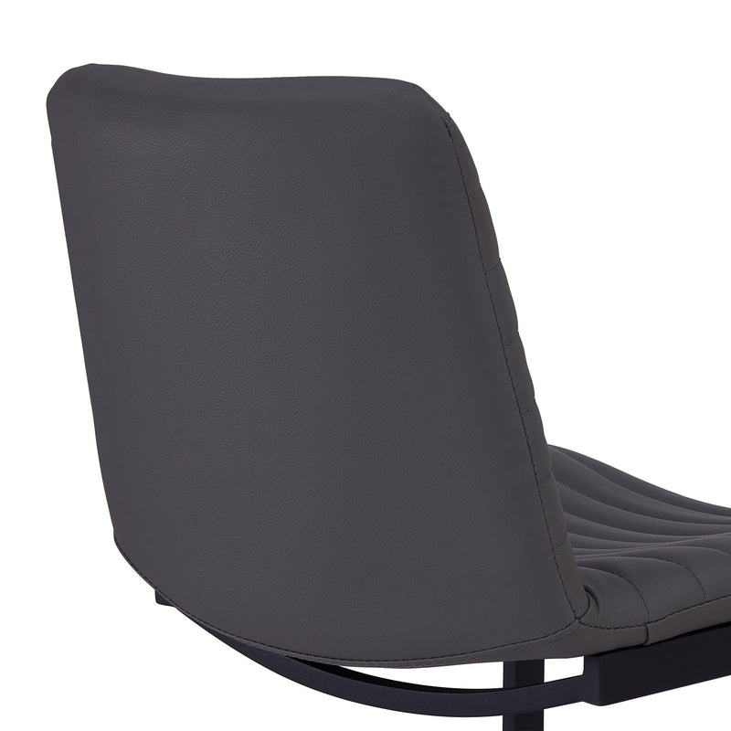 Lucas Contemporary 30" Bar Height Barstool in Black Powder Coated Finish and Gray Faux Leather - Furniture City (CA)l