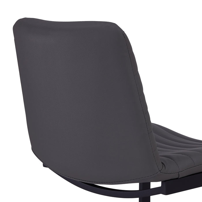 Lucas Contemporary 30" Bar Height Barstool in Black Powder Coated Finish and Gray Faux Leather