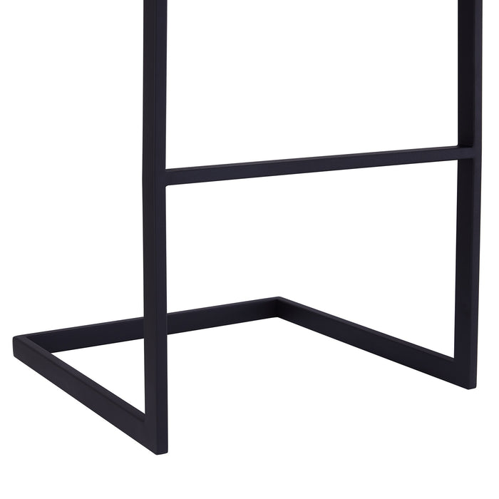 Lucas Contemporary 30" Bar Height Barstool in Black Powder Coated Finish and Gray Faux Leather
