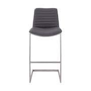 Lucas Contemporary 26" Counter Height Barstool in Brushed Stainless Steel Finish and Gray Faux Leather - Furniture City (CA)l