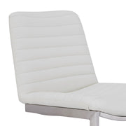Lucas Contemporary 30" Bar Height Barstool in Brushed Stainless Steel Finish and White Faux Leather - Furniture City (CA)l