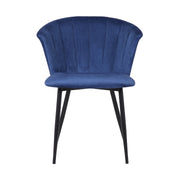 Lulu Contemporary Dining Chair in Black Powder Coated Finish and Blue Velvet - Furniture City (CA)l