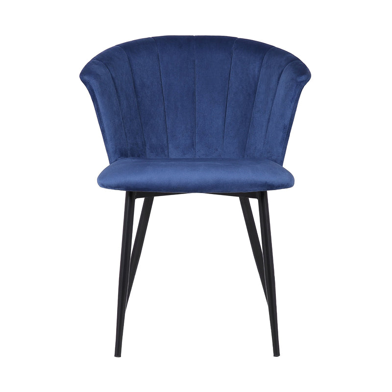 Lulu Contemporary Dining Chair in Black Powder Coated Finish and Blue Velvet - Furniture City (CA)l