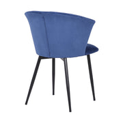 Lulu Contemporary Dining Chair in Black Powder Coated Finish and Blue Velvet - Furniture City (CA)l
