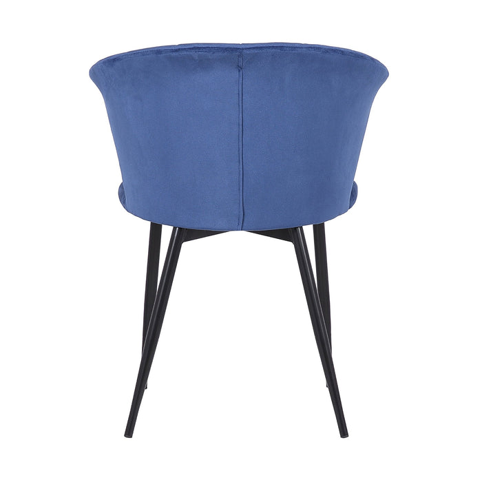 Lulu Contemporary Dining Chair in Black Powder Coated Finish and Blue Velvet