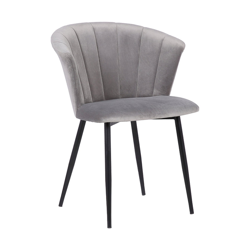 Lulu Contemporary Dining Chair in Black Powder Coated Finish and Gray Velvet - Furniture City (CA)l