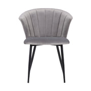 Lulu Contemporary Dining Chair in Black Powder Coated Finish and Gray Velvet - Furniture City (CA)l