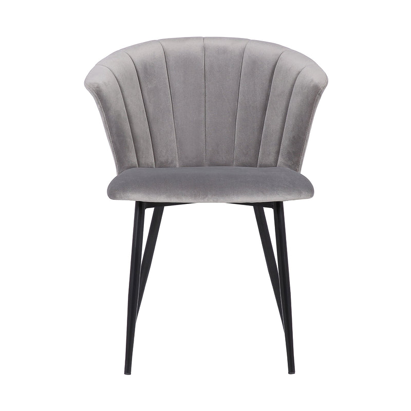 Lulu Contemporary Dining Chair in Black Powder Coated Finish and Gray Velvet - Furniture City (CA)l
