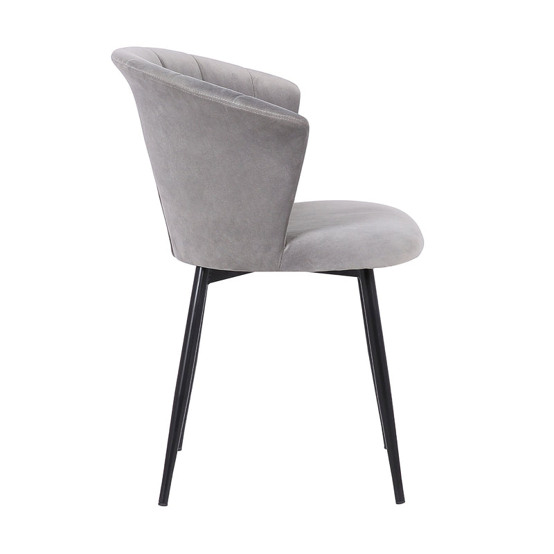 Lulu Contemporary Dining Chair in Black Powder Coated Finish and Gray Velvet - Furniture City (CA)l